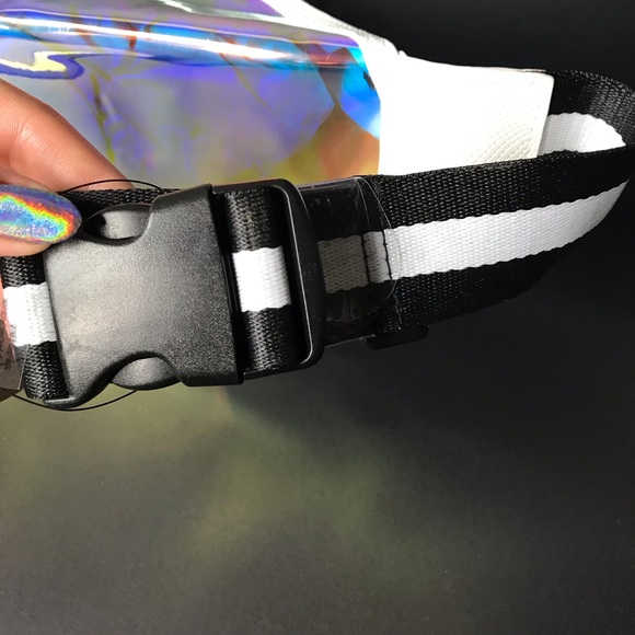 “LIMITED” HOLOGRAPHIC STRIPE STRAP FANNY PACK - Picture 3 of 3